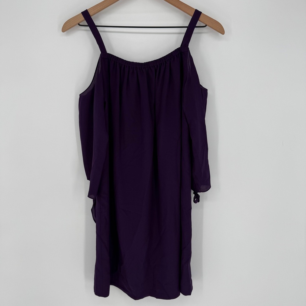 MADEWELL SILK TIE SLEEVE COLD SHOULDER SHIFT‎ DRESS PLUM PURPLE SIZE 2 NWT